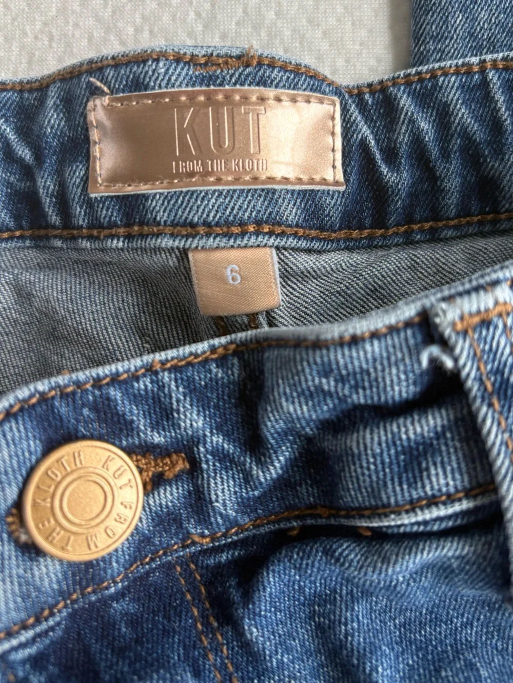 Kut from the Kloth Distressed Medium Blue Wide Leg Jeans